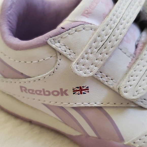 Reebok Classic White & Lavender Baby Girl Size 2 Leather Upper Shoes Sneakers - Picture 8 of 11